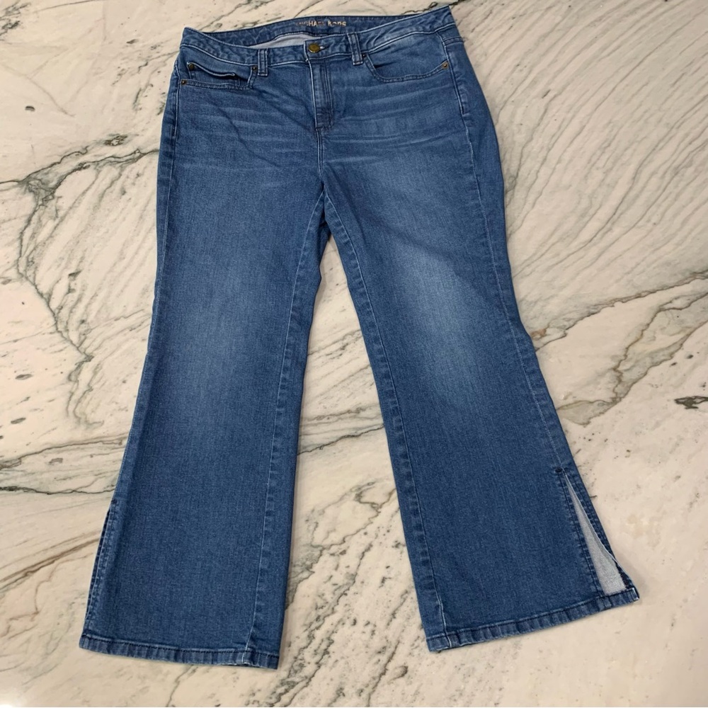 Michael Kors Medium Vintage Blue Cropped Split Ankle Hem Denim‎ Jeans Siz…